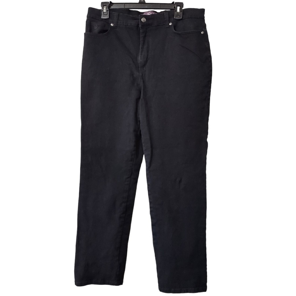 Gloria Vanderbilt Amanda Jean 14 Women Norm Core Black High Rise Tapered Stretch